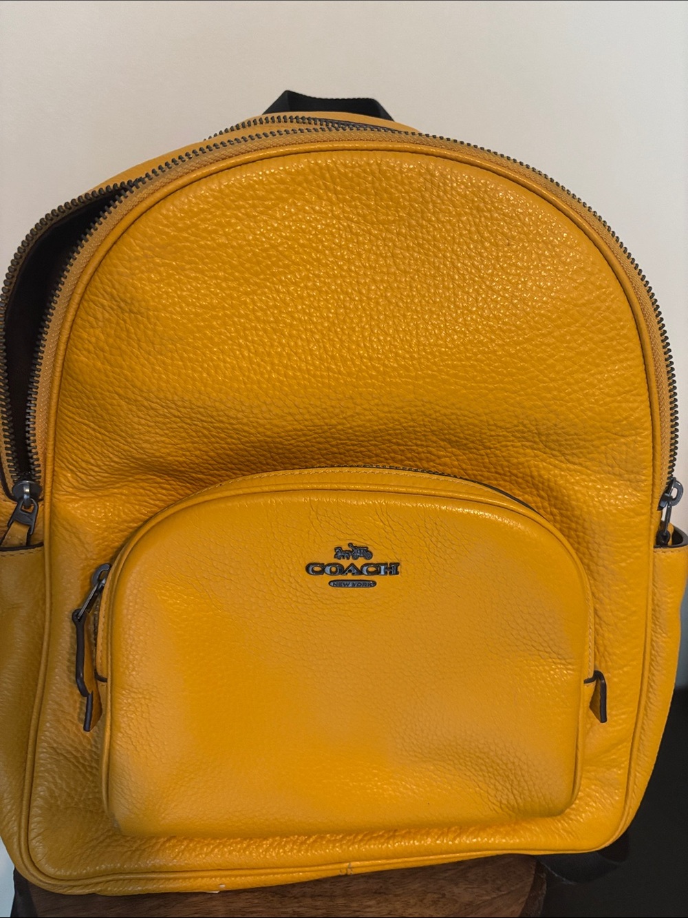 Coach  Yellow Pebbled Leather Backpack